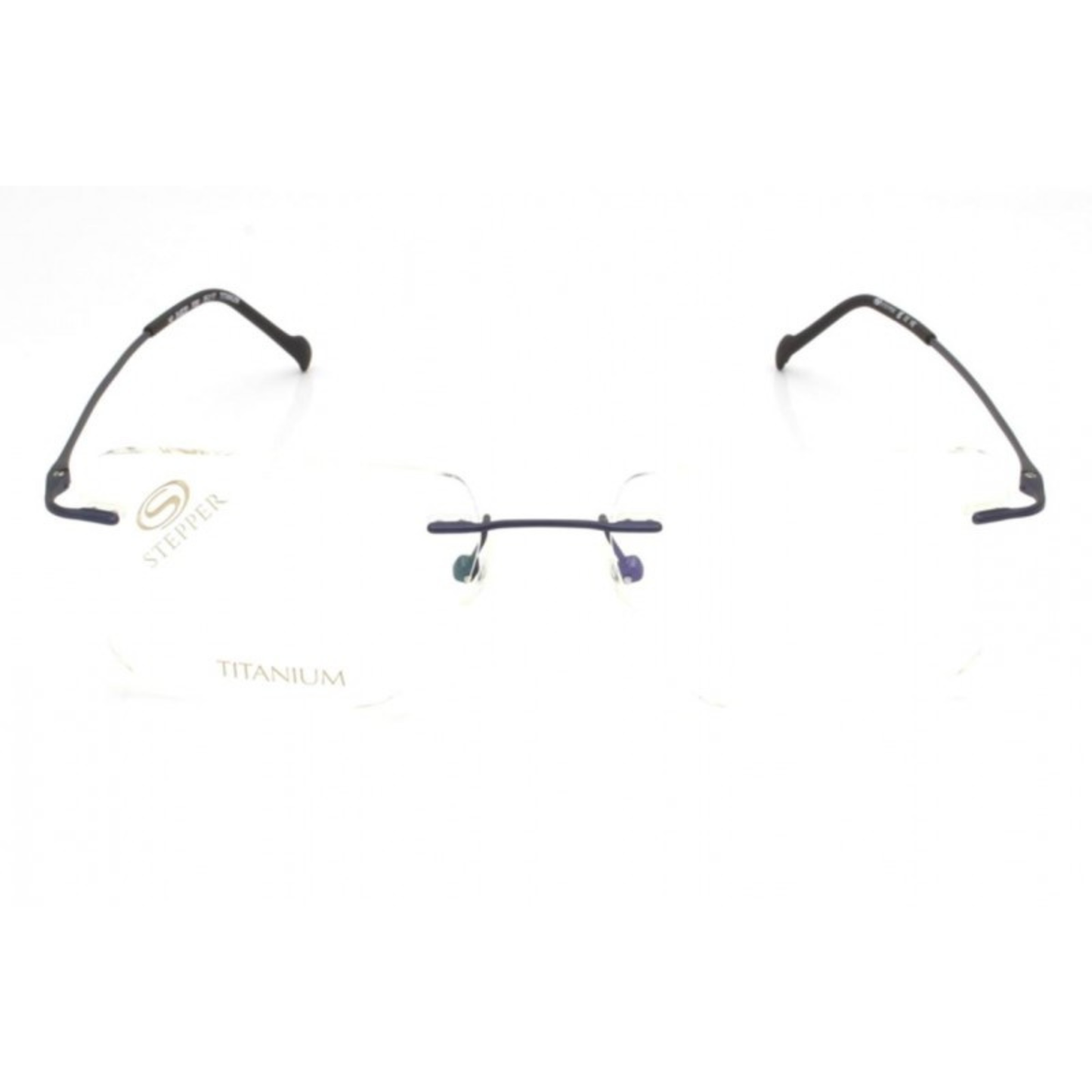 Stepper SI82230 unisex rimless rectangle optical frame crafted from lightweight titanium with minimalist luxury styling.
