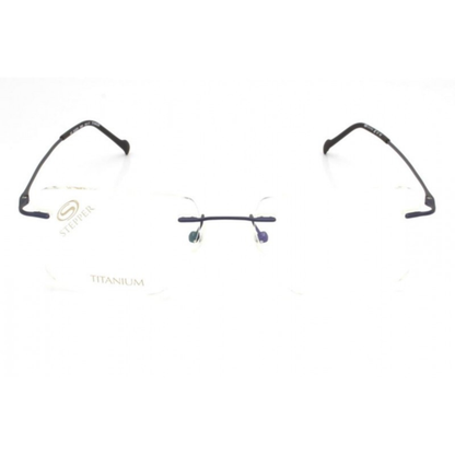 Stepper SI82230 unisex rimless rectangle optical frame crafted from lightweight titanium with minimalist luxury styling.