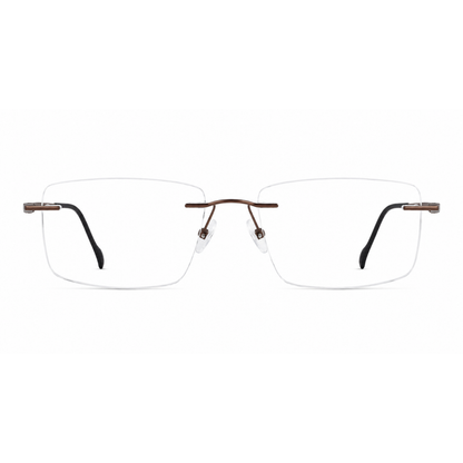 Stepper SI86569 unisex rectangle rimless optical frame crafted from lightweight titanium.