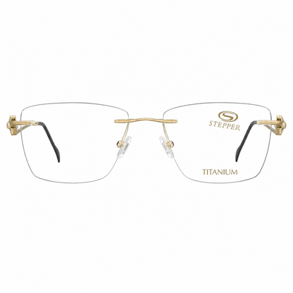 Stepper SI99022 unisex rimless rectangle optical frame crafted from lightweight titanium for premium comfort.