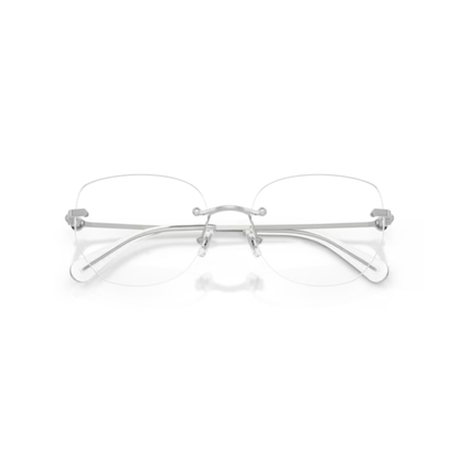 4001Silver Swarovski SK1038 rimless metal eyeglasses 54 for women with luxury minimalist design