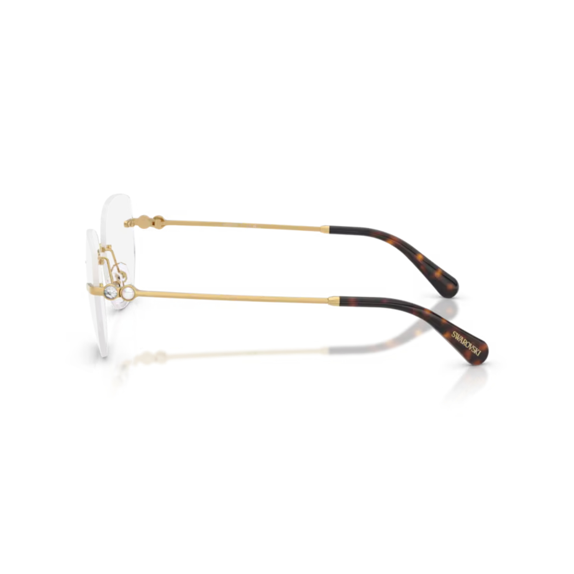 4004Gold Swarovski SK1038 rimless metal eyeglasses 54 for women with luxury minimalist design