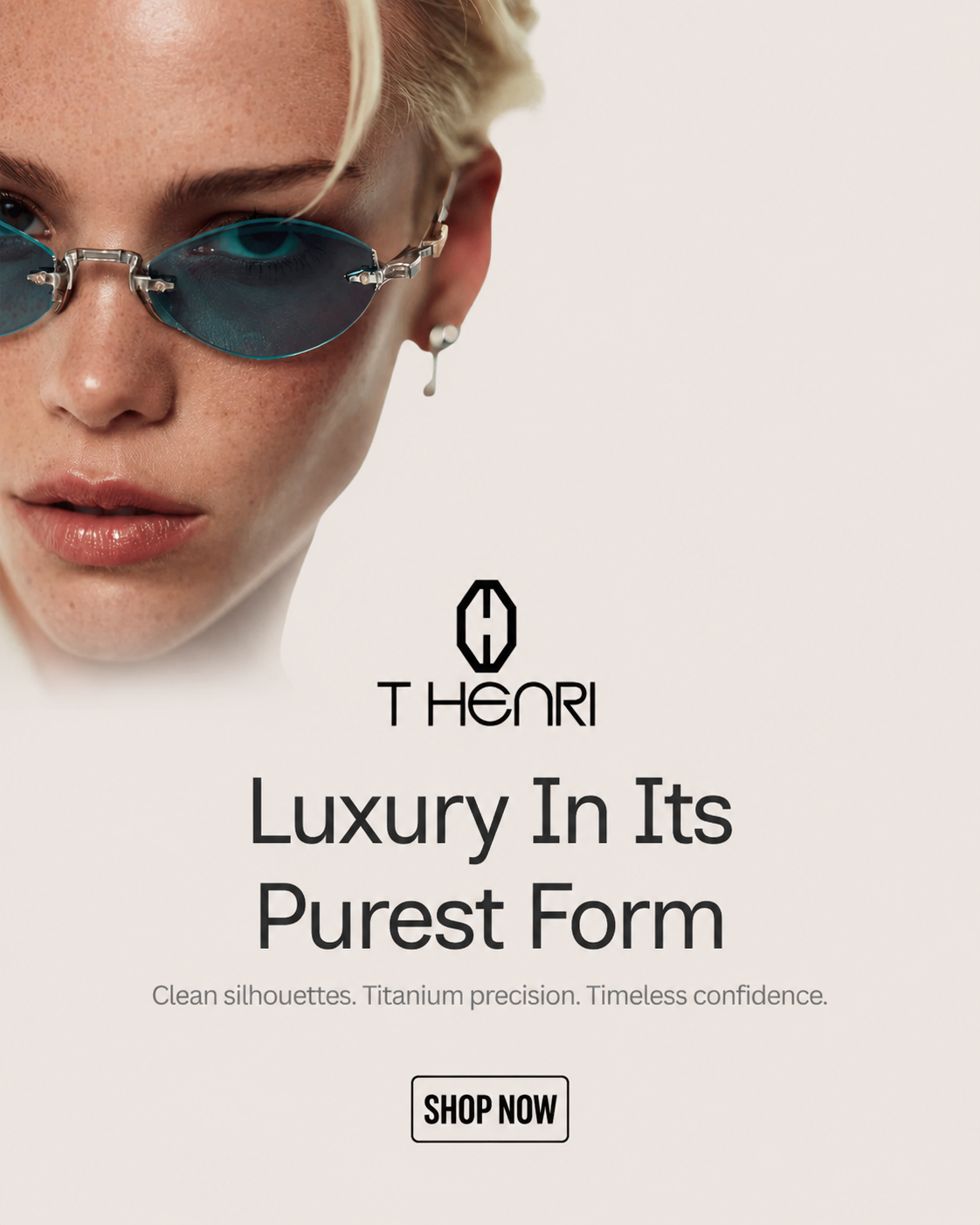 T Henri luxury titanium eyewear  featuring premium rimless sunglasses and minimalist fashion styling