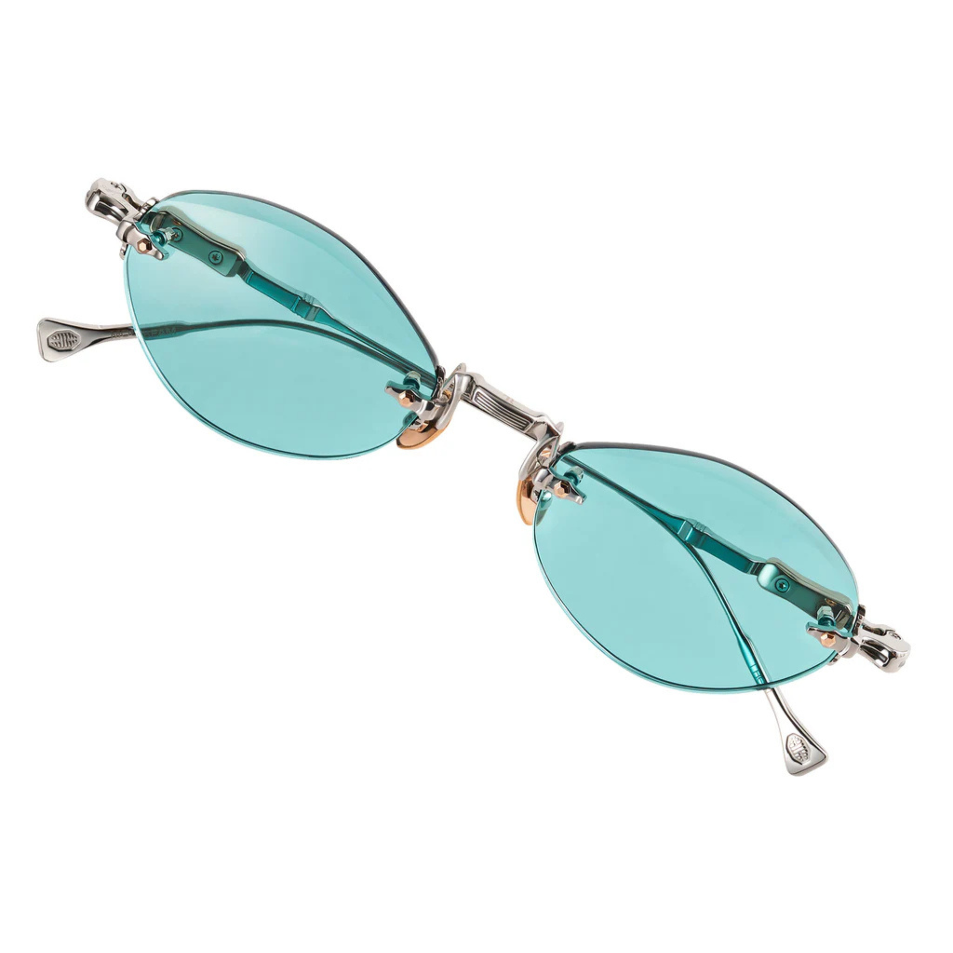 T Henri Moonbeam unisex rimless oval titanium sunglasses with luxury Japanese craftsmanship and 18K gold detailing