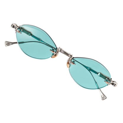 T Henri Moonbeam unisex rimless oval titanium sunglasses with luxury Japanese craftsmanship and 18K gold detailing