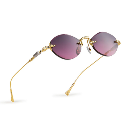 T Henri Moonbeam unisex rimless titanium oval sunglasses with luxury Japanese designer craftsmanship