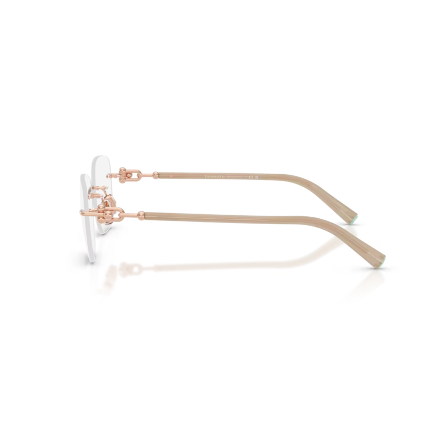 Tiffany & Co. TF1170D women's square rimless metal optical frame with refined luxury styling.