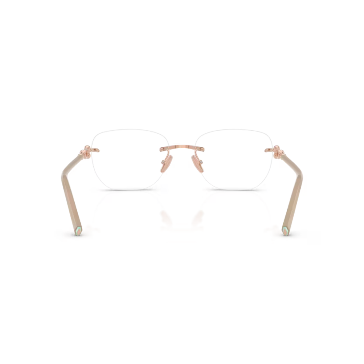 Tiffany & Co. TF1170D women's square rimless metal optical frame with refined luxury styling.