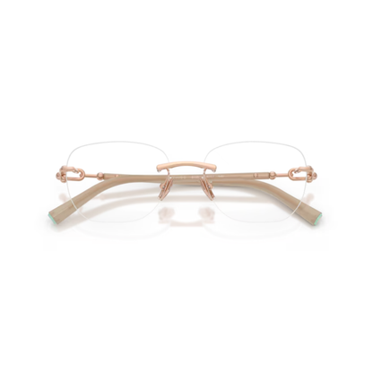 Tiffany & Co. TF1170D women's square rimless metal optical frame with refined luxury styling.
