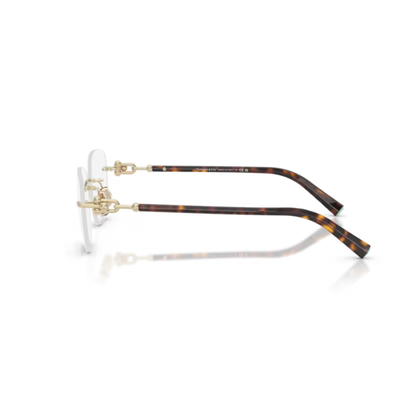 Tiffany & Co. TF1170D women's square rimless metal optical frame with refined luxury styling.