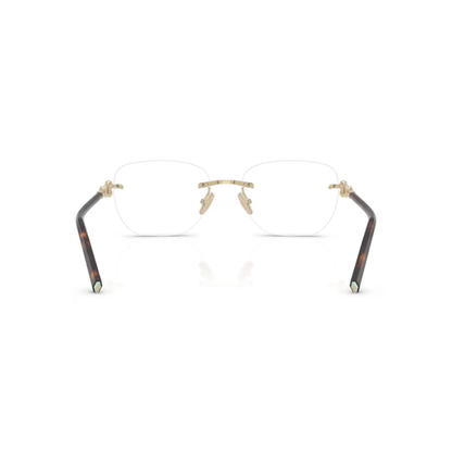 Tiffany & Co. TF1170D women's square rimless metal optical frame with refined luxury styling.