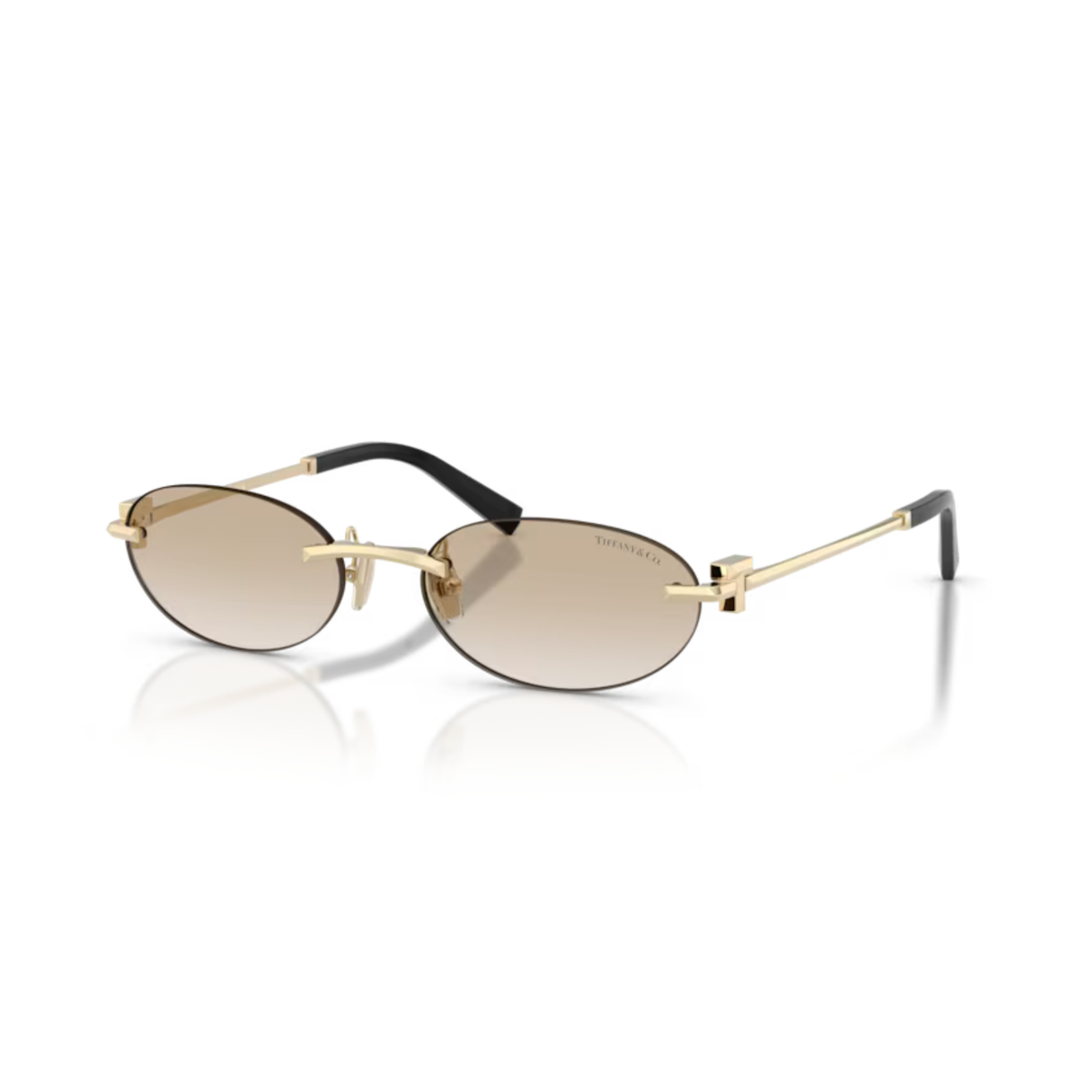 Tiffany & Co TF3119D womens metal oval rimless sunglasses three quarter view