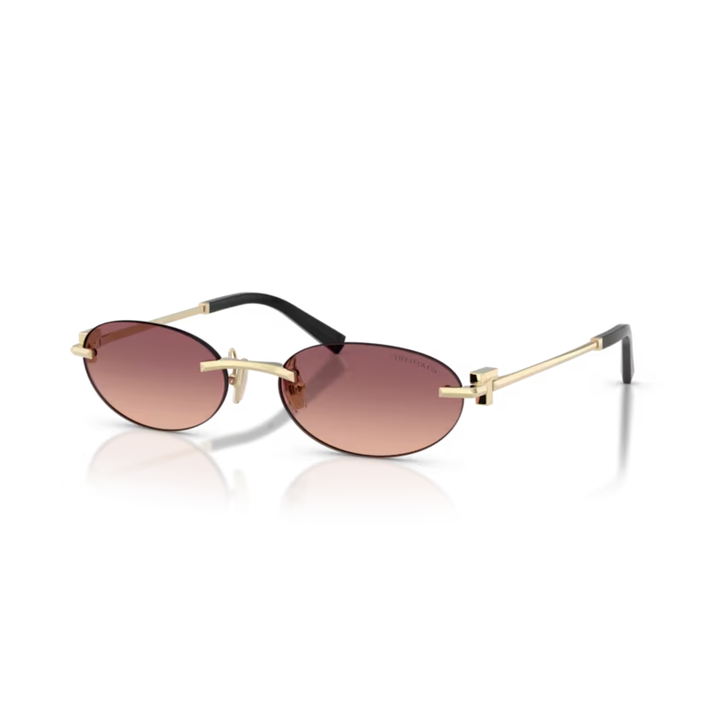 Tiffany & Co TF3119D womens metal oval rimless sunglasses three quarter view