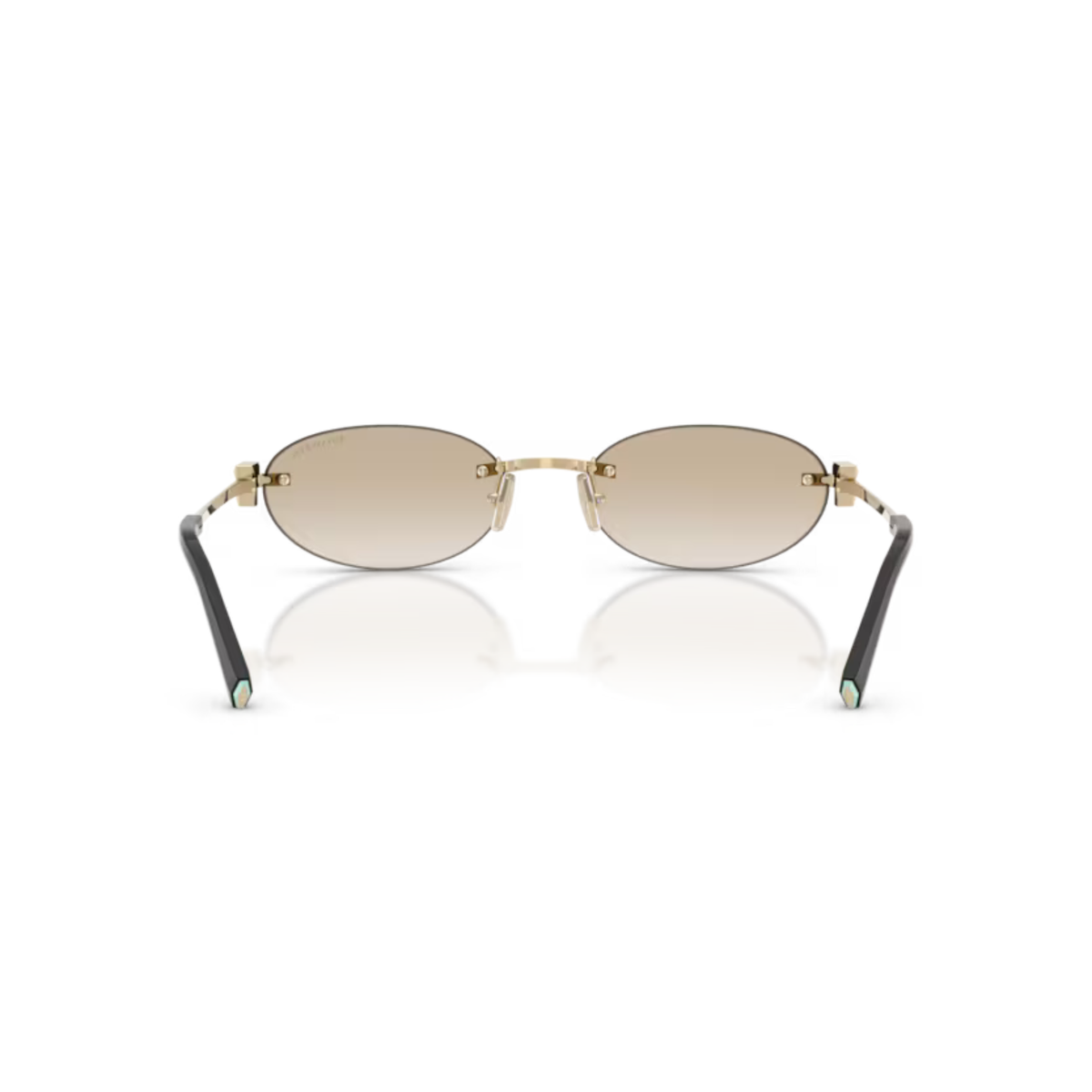 Tiffany & Co TF3119D womens metal oval rimless sunglasses hinge detail