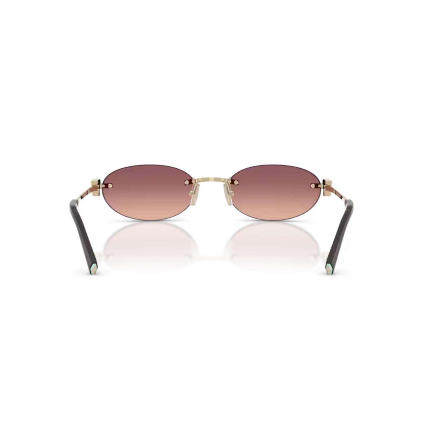 Tiffany & Co TF3119D womens metal oval rimless sunglasses hinge detail