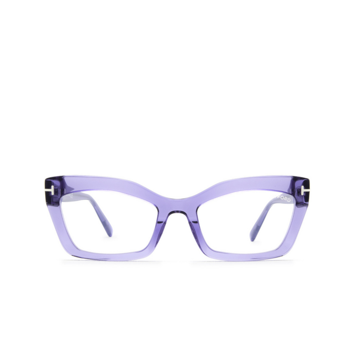 Tom Ford FT5766-B women's acetate cat-eye optical frame, side and temple profile