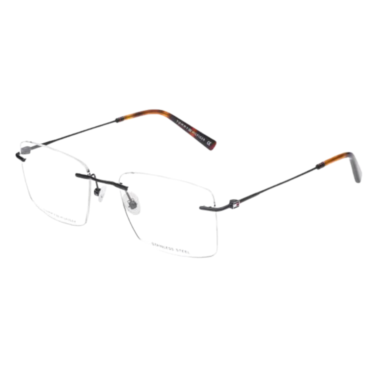 Tommy Hilfiger TH5405 mens metal rectangle rimless optical frame front view
