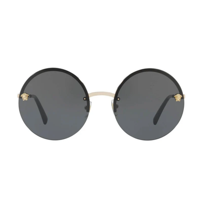 Versace VE2176 unisex round rimless sunglasses with a lightweight metal frame and refined designer styling.