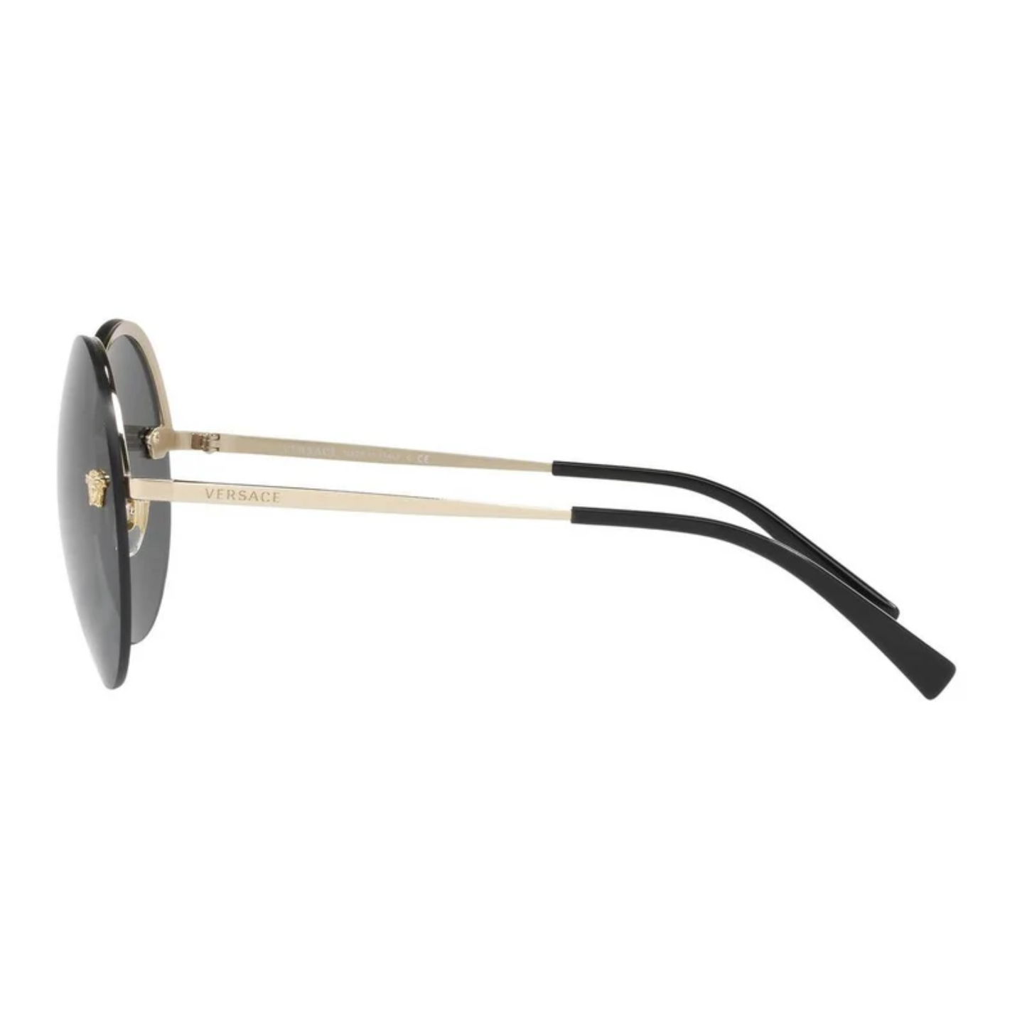 Versace VE2176 unisex round rimless sunglasses with a lightweight metal frame and refined designer styling.