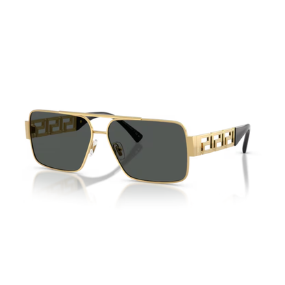 VE100287Gold Versace VE2290 Medusa pilot unisex sunglasses with luxury metal frame and UV protected lenses