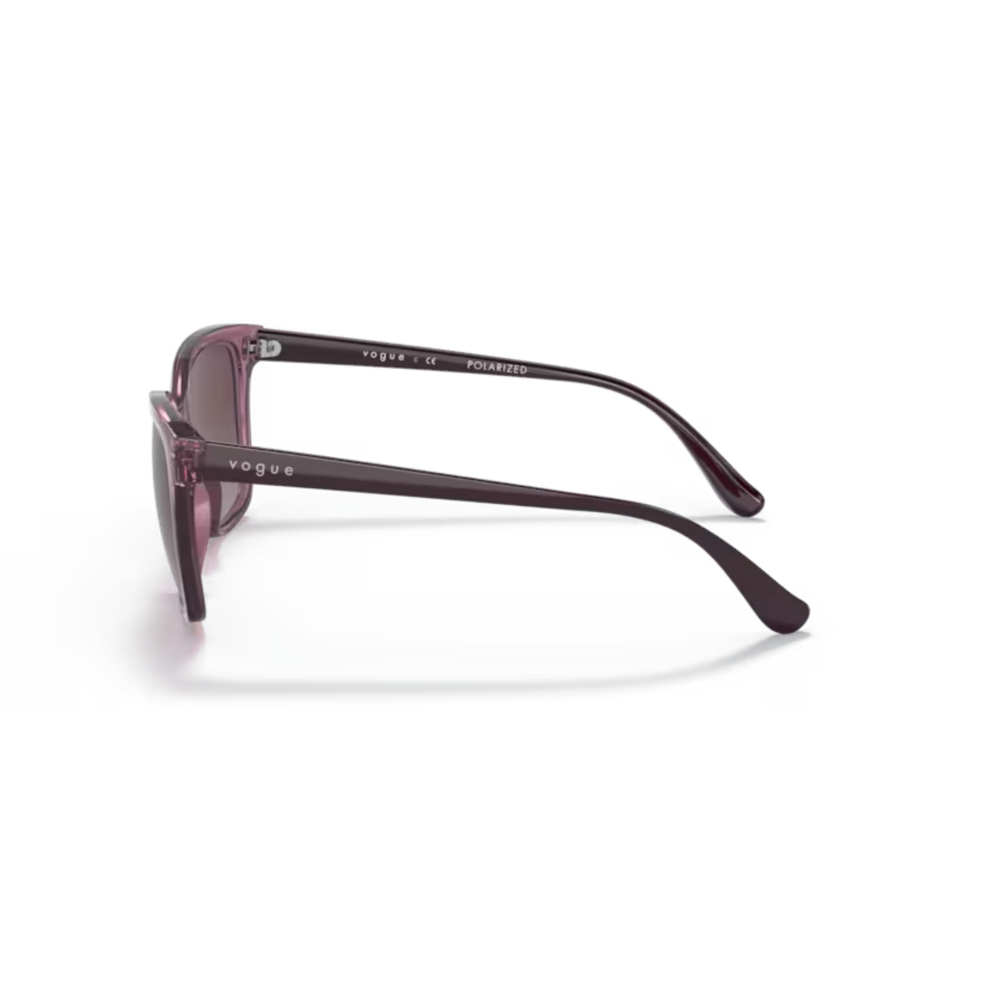 Vogue VO5426S Transparent Purple/276162 polarized square sunglasses with lightweight full-rim nylon and propionate frame and modern everyday styling.