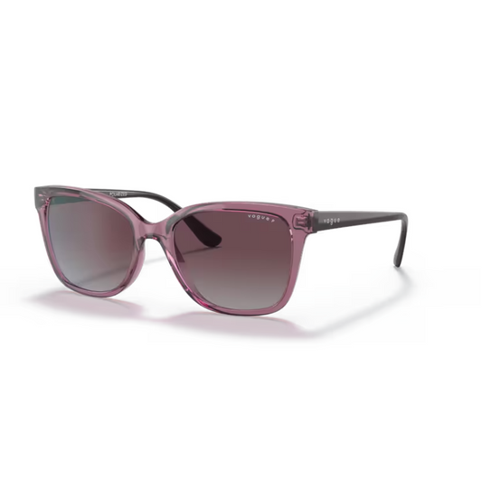 Vogue VO5426S Transparent Purple/276162 polarized square sunglasses with lightweight full-rim nylon and propionate frame and modern everyday styling.