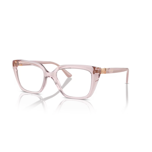 Vogue VO5477B Transparent Pink/2942 cat-eye eyeglasses with lightweight full-rim frame and feminine everyday styling.