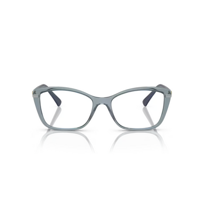 Vogue VO5487B TransparentBlueAzure/2966 square eyeglasses with lightweight full-rim frame and elegant everyday styling for women.