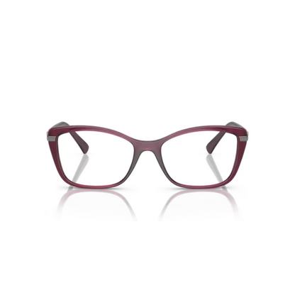 Vogue VO5487B Transparent Cherry/2989 square eyeglasses with lightweight full-rim frame and elegant everyday styling for women.
