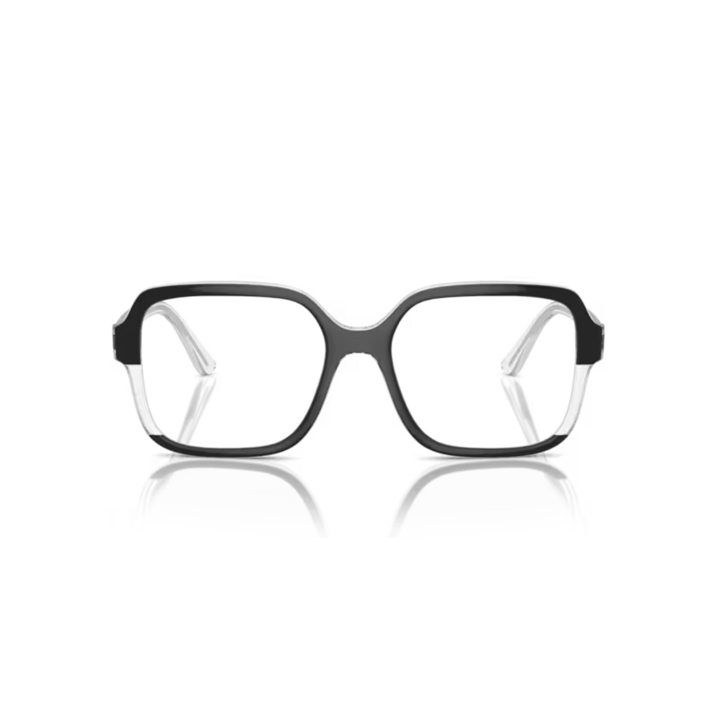 Vogue VO5555 Black-Transparent Glitter/3138 modern square eyeglasses with lightweight full-rim frame and elegant everyday styling for women.