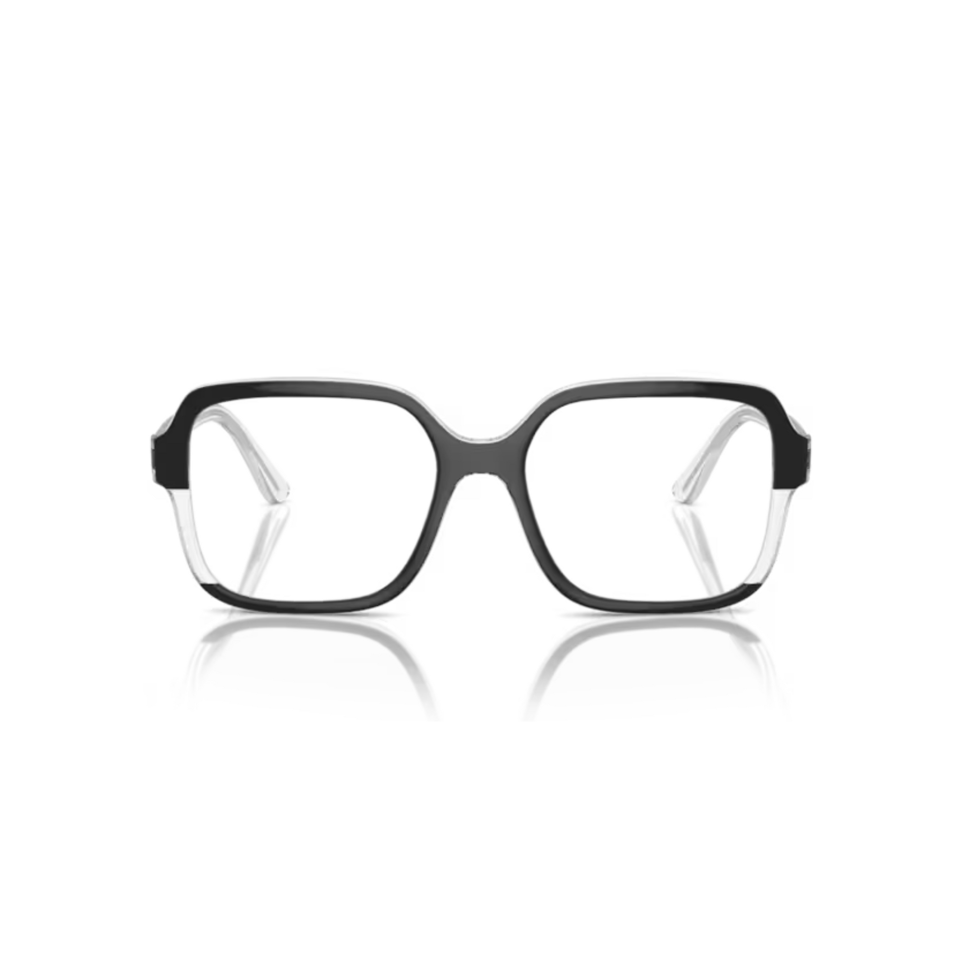 Vogue VO5555 Black-Transparent Glitter/3138 modern square eyeglasses with lightweight full-rim frame and elegant everyday styling for women.