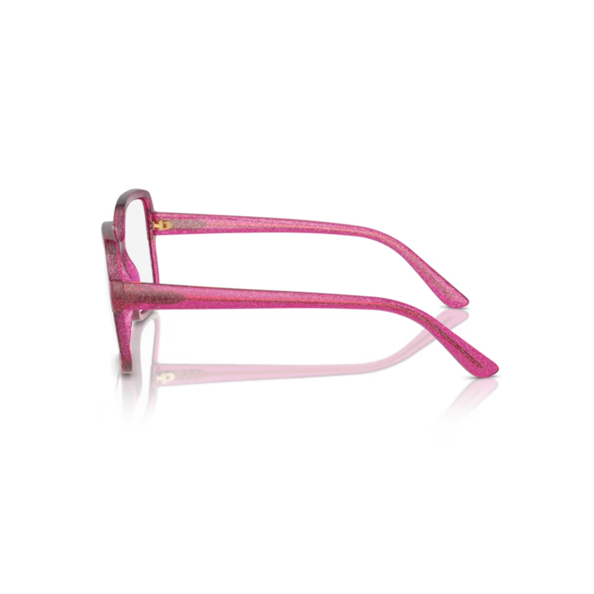  Vogue VO5555 Cherry/transparent fuchsia glitter/3135 modern square eyeglasses with lightweight full-rim frame and elegant everyday styling for women.