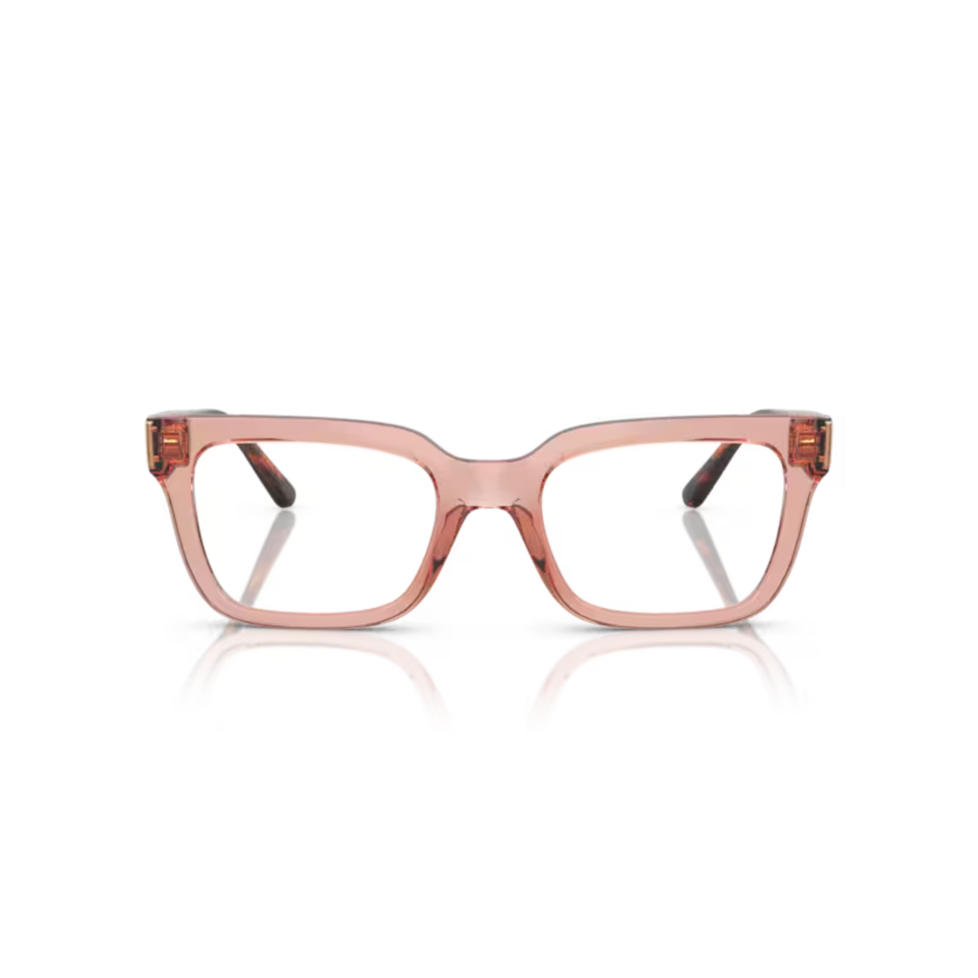  Vogue VO5611B Transparent Dark Pink/2864 elegant square eyeglasses with lightweight full-rim nylon frame and modern feminine styling.