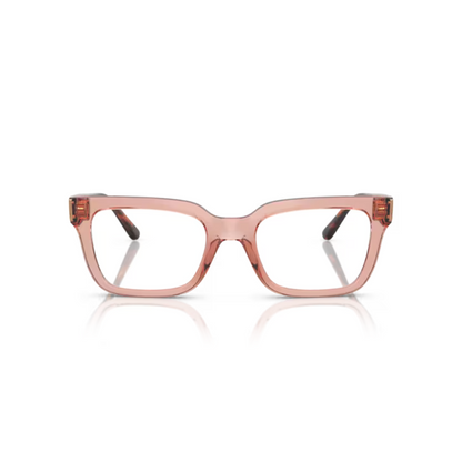  Vogue VO5611B Transparent Dark Pink/2864 elegant square eyeglasses with lightweight full-rim nylon frame and modern feminine styling.