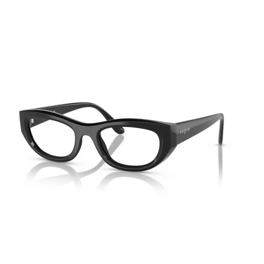 Vogue VO5615 Black / W/44 clear cat-eye eyeglasses with lightweight full-rim nylon frame and elegant feminine styling.