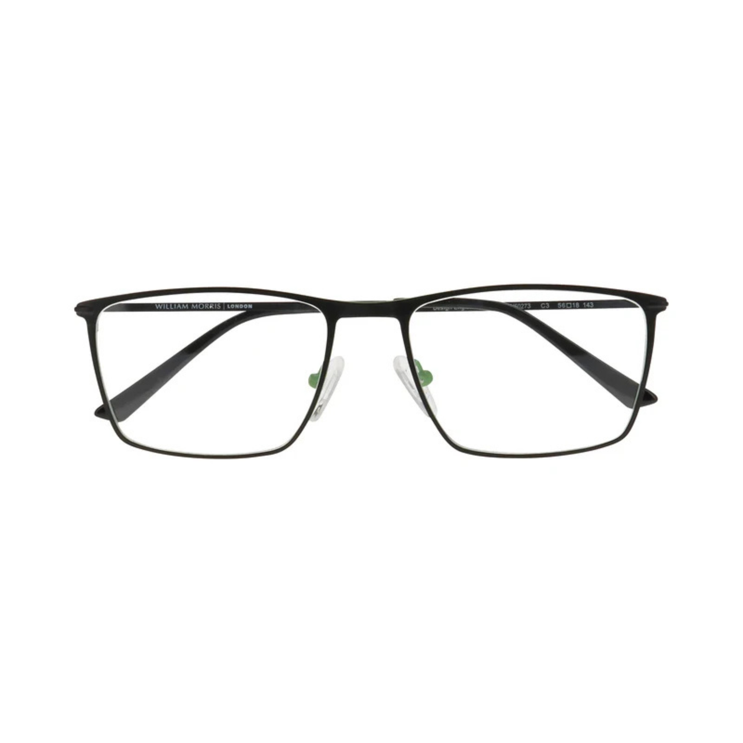 William Morris LN50273 rectangle optical frame with lightweight stainless steel construction and adjustable nose pads.