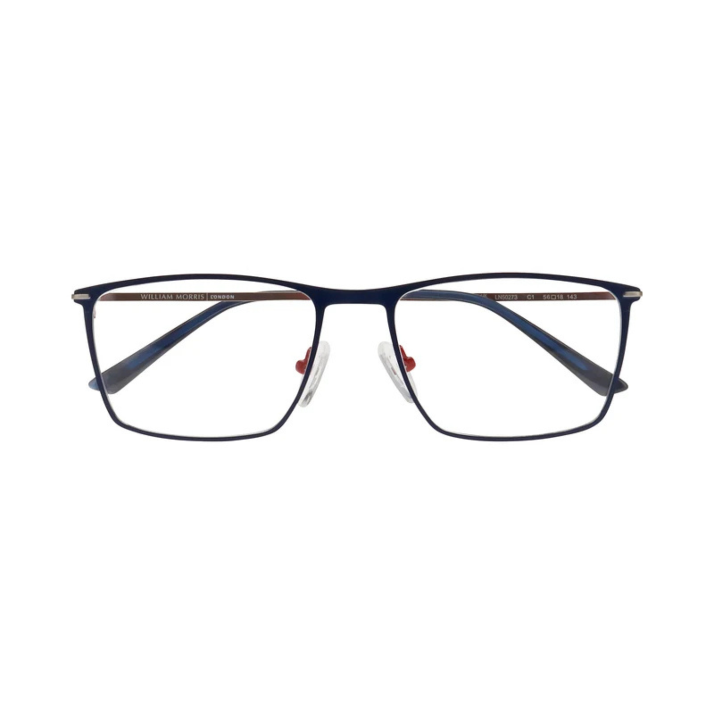 William Morris LN50273 rectangle optical frame with lightweight stainless steel construction and adjustable nose pads.
